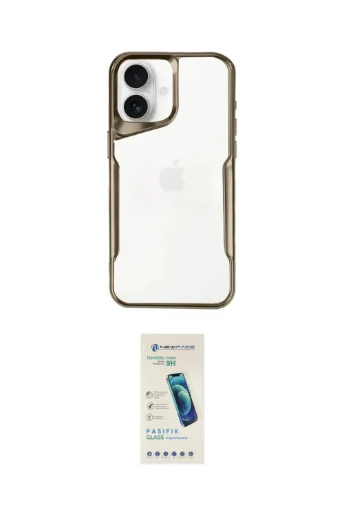 ieg™ iPhone 16 Plus Kılıf Akış Çizgi Koleksiyonu - Şeffaf Pasifik Cam Ekran Koruyucu