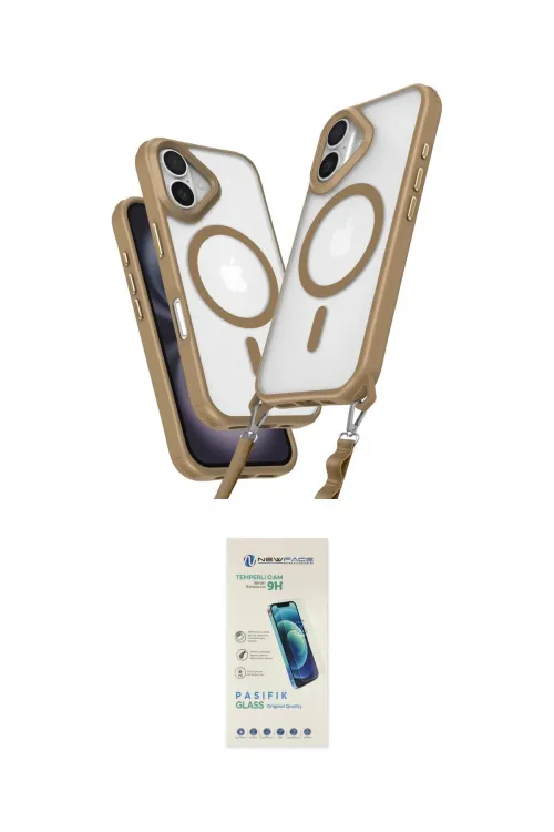 ieg™ iPhone 16 Plus Kılıf Atlas Doku Koleksiyonu - Şeffaf Pasifik Cam Ekran Koruyucu