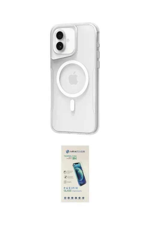 ieg™ iPhone 16 Plus Kılıf Atlas Serisi - Şeffaf Pasifik Cam Ekran Koruyucu