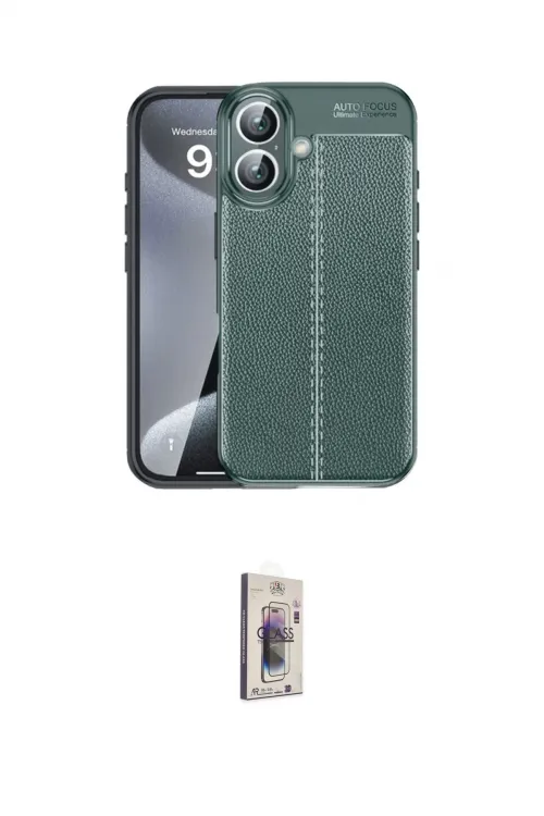 ieg™ iPhone 16 Plus Kılıf Doruk Klasik Özel Seri - Siyah Bilvis 3D Cam Ekran Koruyucu