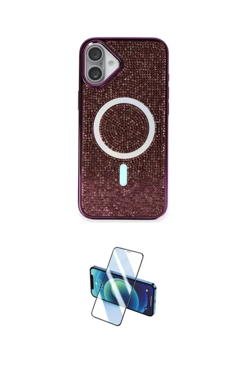 ieg™ iPhone 16 Plus Kılıf Eksen Çizgi - Siyah 3D Antistatik Seramik Nano Ekran Koruyucu