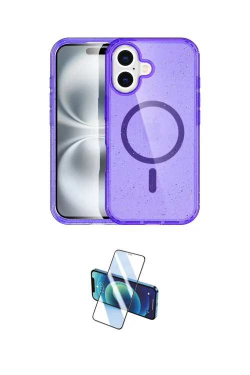 ieg™ iPhone 16 Plus Kılıf Eksen Doku Koleksiyonu - Siyah 3D Antistatik Cam Ekran Koruyucu