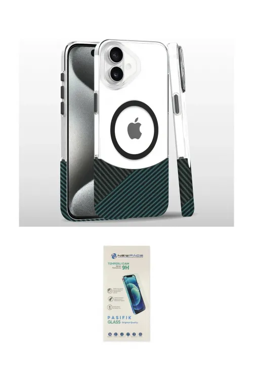 ieg™ iPhone 16 Plus Kılıf İz Asil Prime - Şeffaf Pasifik Cam Ekran Koruyucu