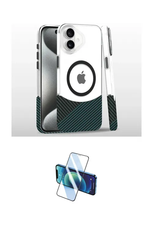 ieg™ iPhone 16 Plus Kılıf İz Asil Prime - Siyah 3D Antistatik Cam Ekran Koruyucu