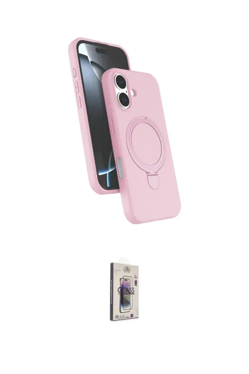 ieg™ iPhone 16 Plus Kılıf İz Işık Koleksiyonu - Siyah Bilvis 3D Cam Ekran Koruyucu