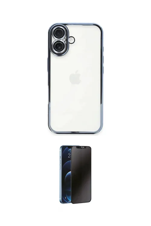 ieg™ iPhone 16 Plus Kılıf Vadi Minimal - Siyah 3D Antistatik Hayalet Cam Ekran Koruyucu