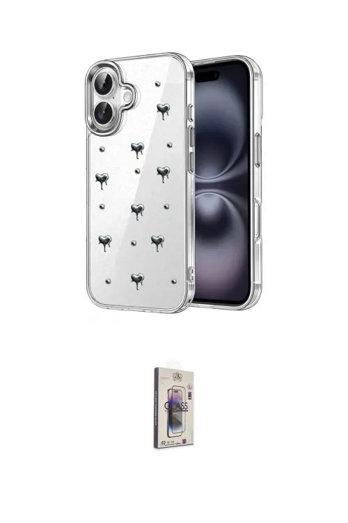 ieg™ iPhone 16 Plus Kılıf Yörünge Form - Siyah Bilvis 3D Cam Ekran Koruyucu