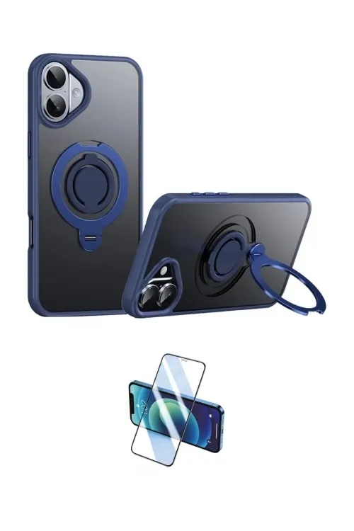 ieg™ iPhone 16 Plus Kılıf Zirve Çizgi Prime - Siyah 3D Antistatik Cam Ekran Koruyucu