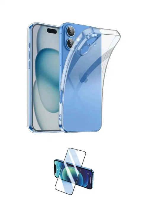 ieg™ iPhone 16 Plus Kılıf Zirve Doku - Siyah 3D Antistatik Cam Ekran Koruyucu