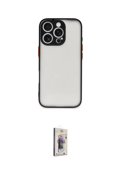 ieg™ iPhone 16 Pro Kılıf Ahenk Çizgi Serisi - Siyah Bilvis 3D Cam Ekran Koruyucu