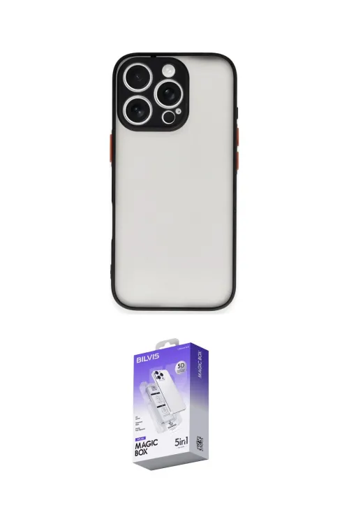 ieg™ iPhone 16 Pro Kılıf Ahenk Çizgi Serisi - Siyah Bilvis 5in1 3D Magic Cam Ekran Koruyucu
