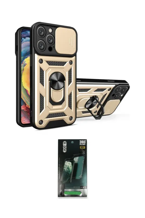 ieg™ iPhone 16 Pro Kılıf Ahenk Klasik - Siyah 360 Mat Full Body Arka Koruyucu