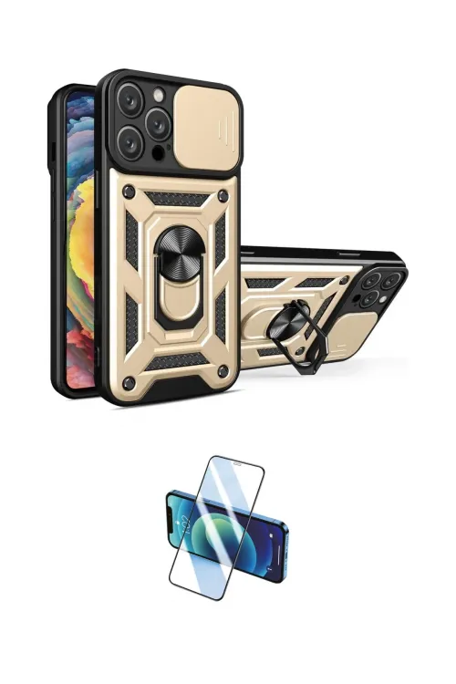 ieg™ iPhone 16 Pro Kılıf Ahenk Klasik - Siyah 3D Antistatik Cam Ekran Koruyucu