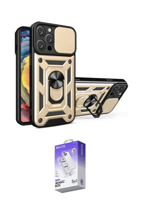 ieg™ iPhone 16 Pro Kılıf Ahenk Klasik - Siyah Bilvis 5in1 3D Magic Cam Ekran Koruyucu
