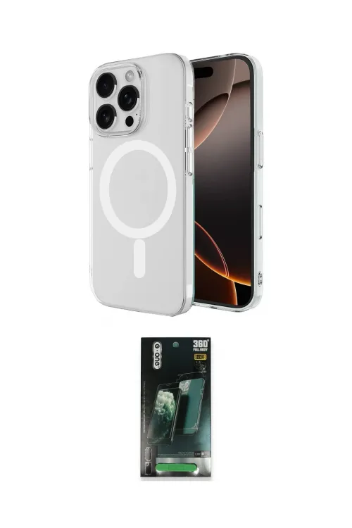 ieg™ iPhone 16 Pro Kılıf Ahenk Yansıma Prime - Siyah 360 Mat Full Body Arka Koruyucu