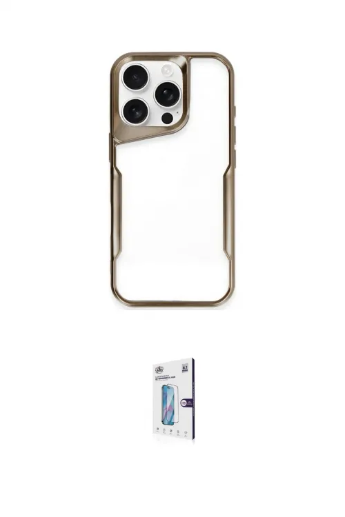 ieg™ iPhone 16 Pro Kılıf Akış Çizgi Koleksiyonu - Siyah Bilvis 0.18mm Plus Cam Ekran Koruyucu