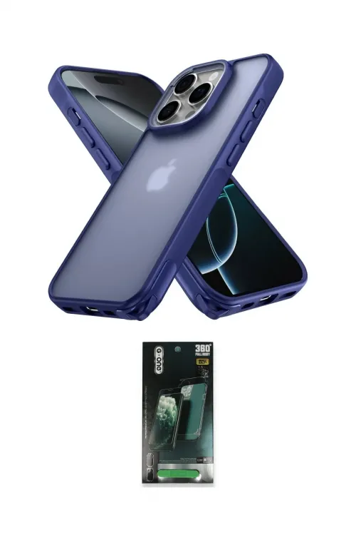 ieg™ iPhone 16 Pro Kılıf Atlas Form - Siyah 360 Mat Full Body Arka Koruyucu