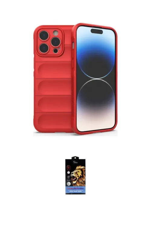 ieg™ iPhone 16 Pro Kılıf Atlas Koleksiyonu - Siyah Buffer Hayalet Cam Ekran Koruyucu