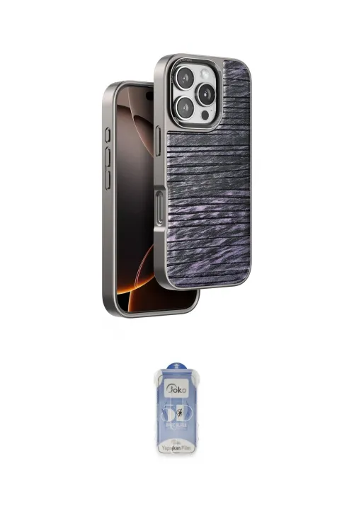 ieg™ iPhone 16 Pro Kılıf Atlas Minimal Özel Seri - Siyah Joko Magic 5D Cam