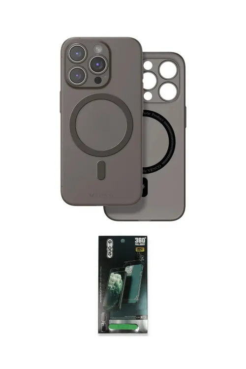 ieg™ iPhone 16 Pro Kılıf Çekirdek Klasik - Siyah 360 Mat Full Body Arka Koruyucu