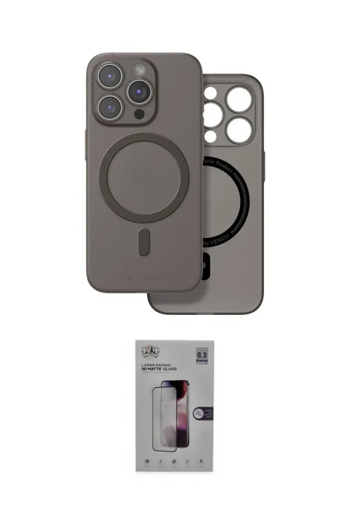 ieg™ iPhone 16 Pro Kılıf Çekirdek Klasik - Siyah Bilvis 3D Mat Cam Ekran Koruyucu