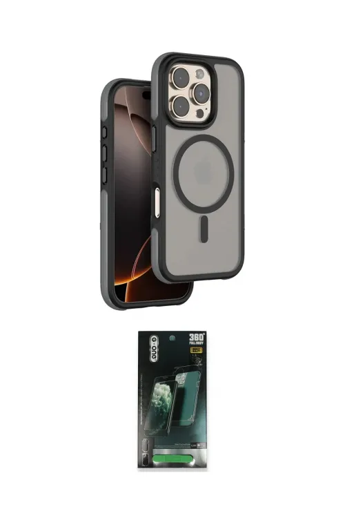 ieg™ iPhone 16 Pro Kılıf Çekirdek Minimal Prime - Siyah 360 Mat Full Body Arka Koruyucu