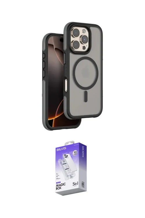 ieg™ iPhone 16 Pro Kılıf Çekirdek Minimal Prime - Siyah Bilvis 5in1 3D Magic Cam Ekran Koruyucu