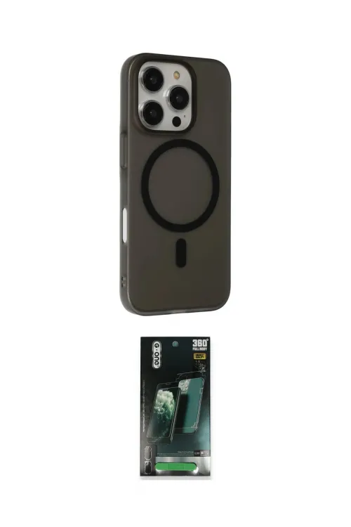 ieg™ iPhone 16 Pro Kılıf Çekirdek Modern Prime - Siyah 360 Mat Full Body Arka Koruyucu