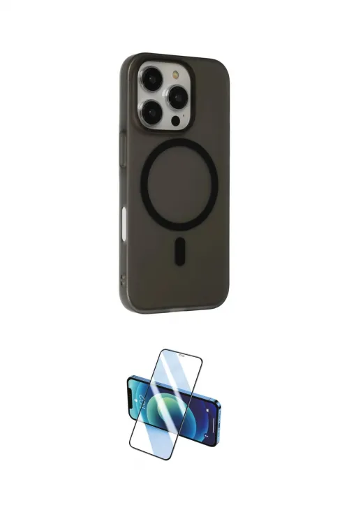 ieg™ iPhone 16 Pro Kılıf Çekirdek Modern Prime - Siyah 3D Antistatik Cam Ekran Koruyucu
