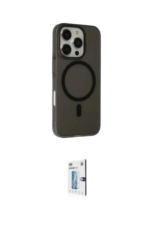 ieg™ iPhone 16 Pro Kılıf Çekirdek Modern Prime - Siyah Bilvis 0.18mm Plus Cam Ekran Koruyucu