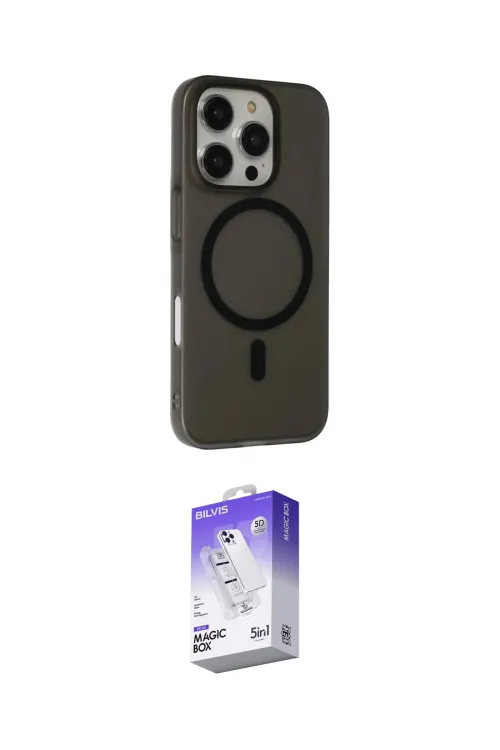 ieg™ iPhone 16 Pro Kılıf Çekirdek Modern Prime - Siyah Bilvis 5in1 3D Magic Cam Ekran Koruyucu