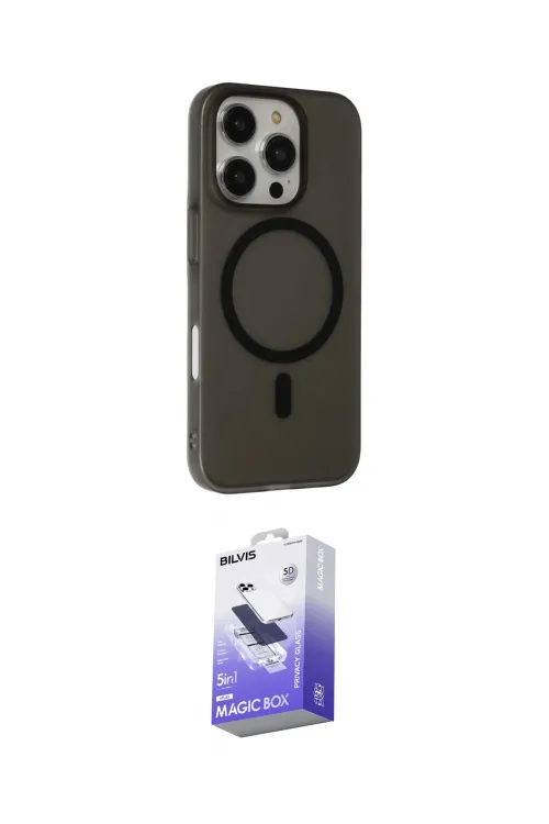 ieg™ iPhone 16 Pro Kılıf Çekirdek Modern Prime - Siyah Bilvis 5in1 5D Magic Hayalet Cam Ekran Koruyucu