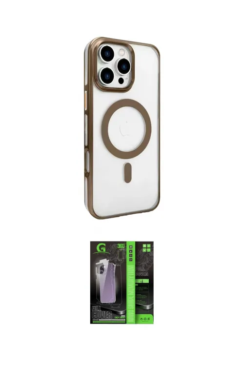 ieg™ iPhone 16 Pro Kılıf Doruk Doku Özel Seri - Şeffaf 360 Full Body Arka Koruyucu