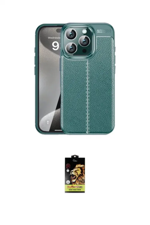 ieg™ iPhone 16 Pro Kılıf Doruk Klasik Özel Seri - Siyah Buffer Cam Ekran Koruyucu