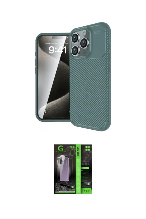 ieg™ iPhone 16 Pro Kılıf Eksen Form Prime - Şeffaf 360 Full Body Arka Koruyucu