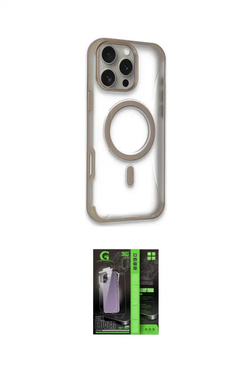 ieg™ iPhone 16 Pro Kılıf Eksen Klasik Koleksiyonu - Şeffaf 360 Full Body Arka Koruyucu