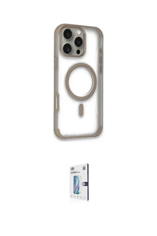 ieg™ iPhone 16 Pro Kılıf Eksen Klasik Koleksiyonu - Siyah Bilvis 0.18mm Plus Cam Ekran Koruyucu