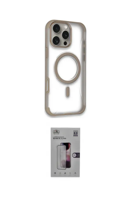 ieg™ iPhone 16 Pro Kılıf Eksen Klasik Koleksiyonu - Siyah Bilvis 3D Mat Cam Ekran Koruyucu
