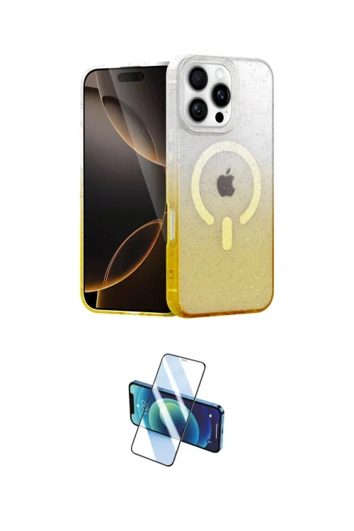 ieg™ iPhone 16 Pro Kılıf Eksen Minimal Özel Seri - Siyah 3D Antistatik Cam Ekran Koruyucu