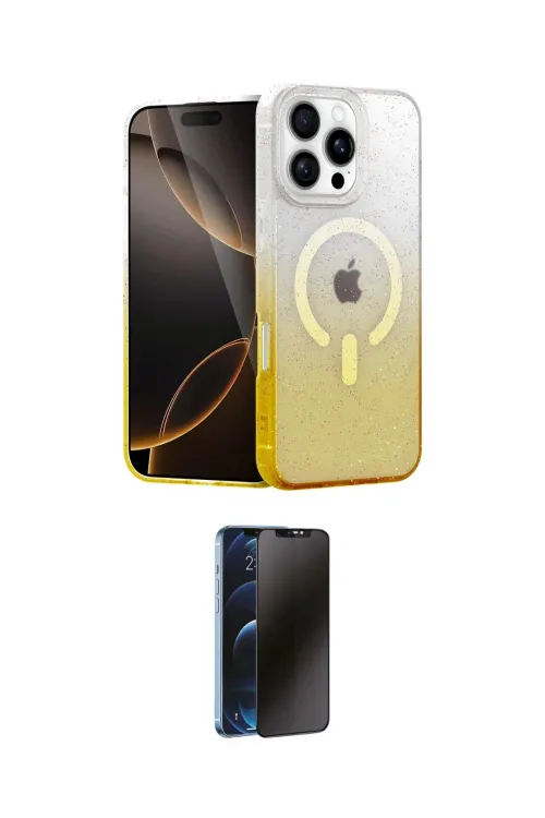 ieg™ iPhone 16 Pro Kılıf Eksen Minimal Özel Seri - Siyah 3D Antistatik Hayalet Cam Ekran Koruyucu