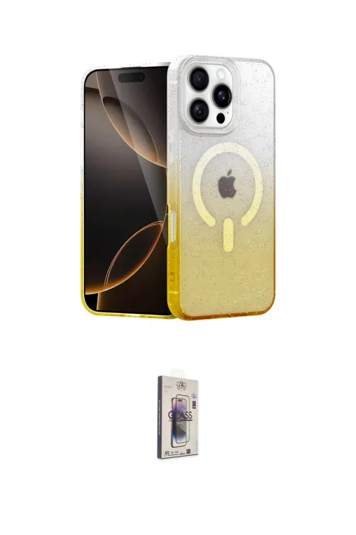 ieg™ iPhone 16 Pro Kılıf Eksen Minimal Özel Seri - Siyah Bilvis 3D Cam Ekran Koruyucu