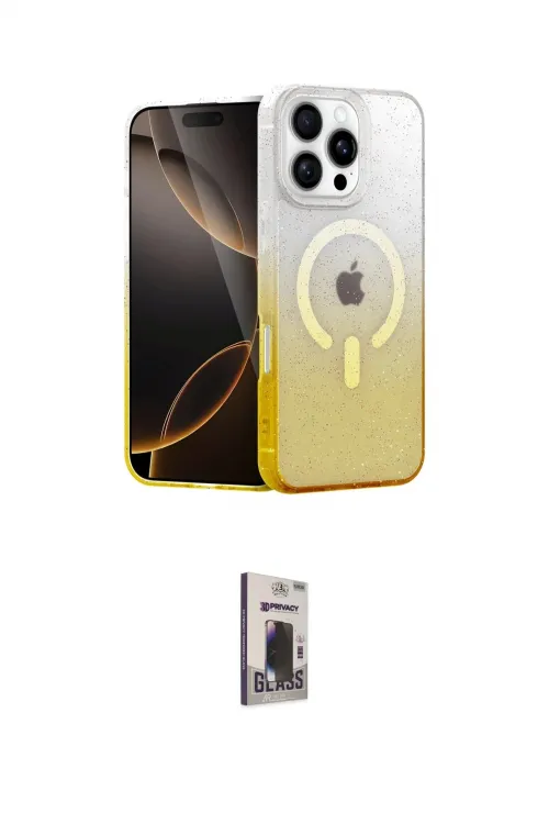 ieg™ iPhone 16 Pro Kılıf Eksen Minimal Özel Seri - Siyah Bilvis Hayalet Cam Ekran Koruyucu