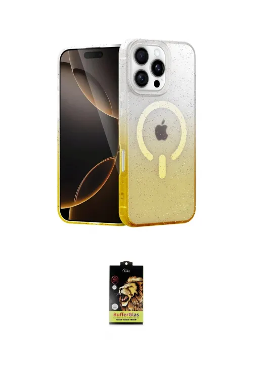 ieg™ iPhone 16 Pro Kılıf Eksen Minimal Özel Seri - Siyah Buffer Cam Ekran Koruyucu