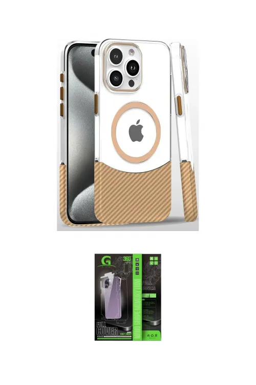 ieg™ iPhone 16 Pro Kılıf İz Asil Prime - Şeffaf 360 Full Body Arka Koruyucu