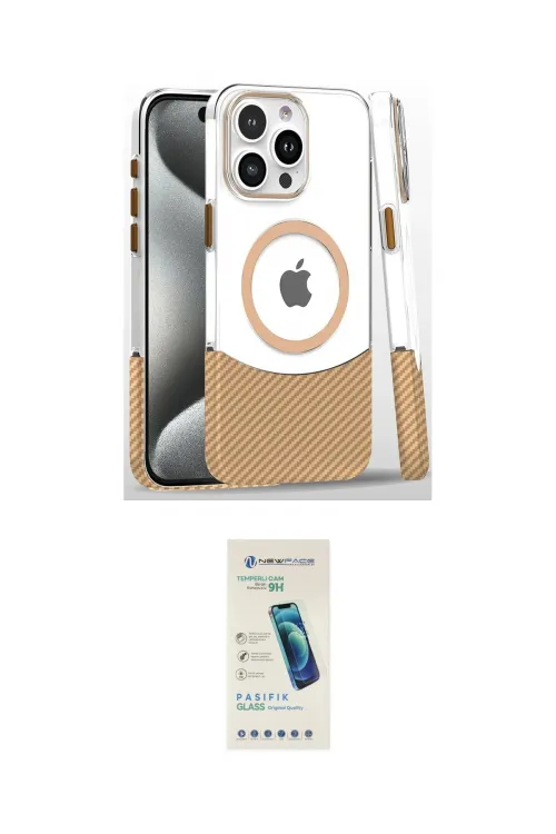ieg™ iPhone 16 Pro Kılıf İz Asil Prime - Şeffaf Pasifik Cam Ekran Koruyucu