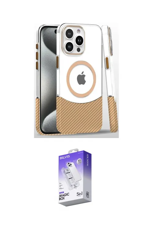 ieg™ iPhone 16 Pro Kılıf İz Asil Prime - Siyah Bilvis 5in1 3D Magic Cam Ekran Koruyucu
