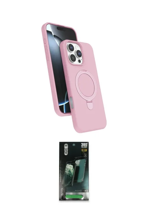 ieg™ iPhone 16 Pro Kılıf İz Işık Koleksiyonu - Siyah 360 Mat Full Body Arka Koruyucu