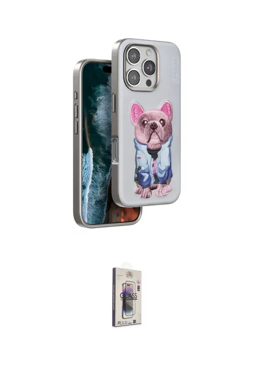 ieg™ iPhone 16 Pro Kılıf İz Minimal Koleksiyonu - Siyah Bilvis 3D Cam Ekran Koruyucu