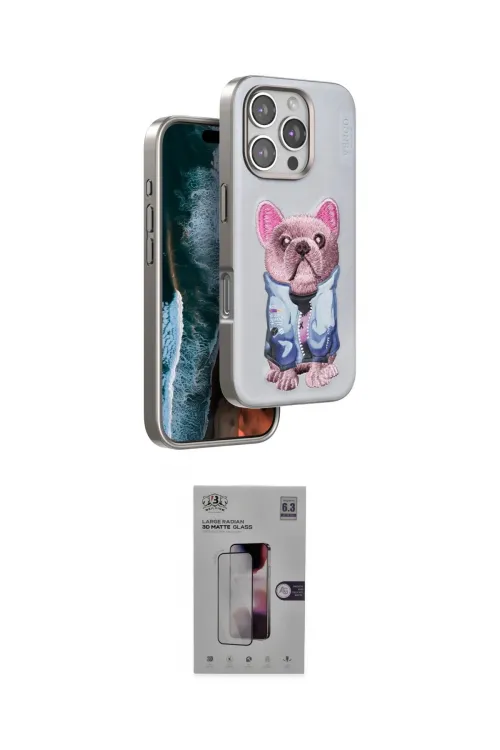 ieg™ iPhone 16 Pro Kılıf İz Minimal Koleksiyonu - Siyah Bilvis 3D Mat Cam Ekran Koruyucu