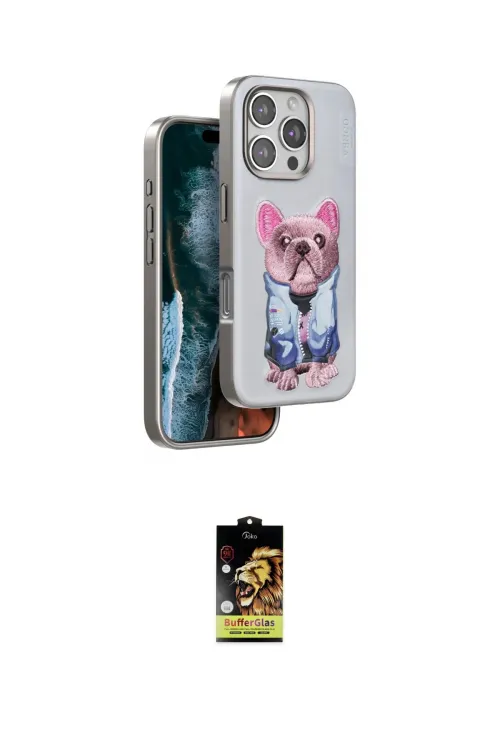 ieg™ iPhone 16 Pro Kılıf İz Minimal Koleksiyonu - Siyah Buffer Cam Ekran Koruyucu